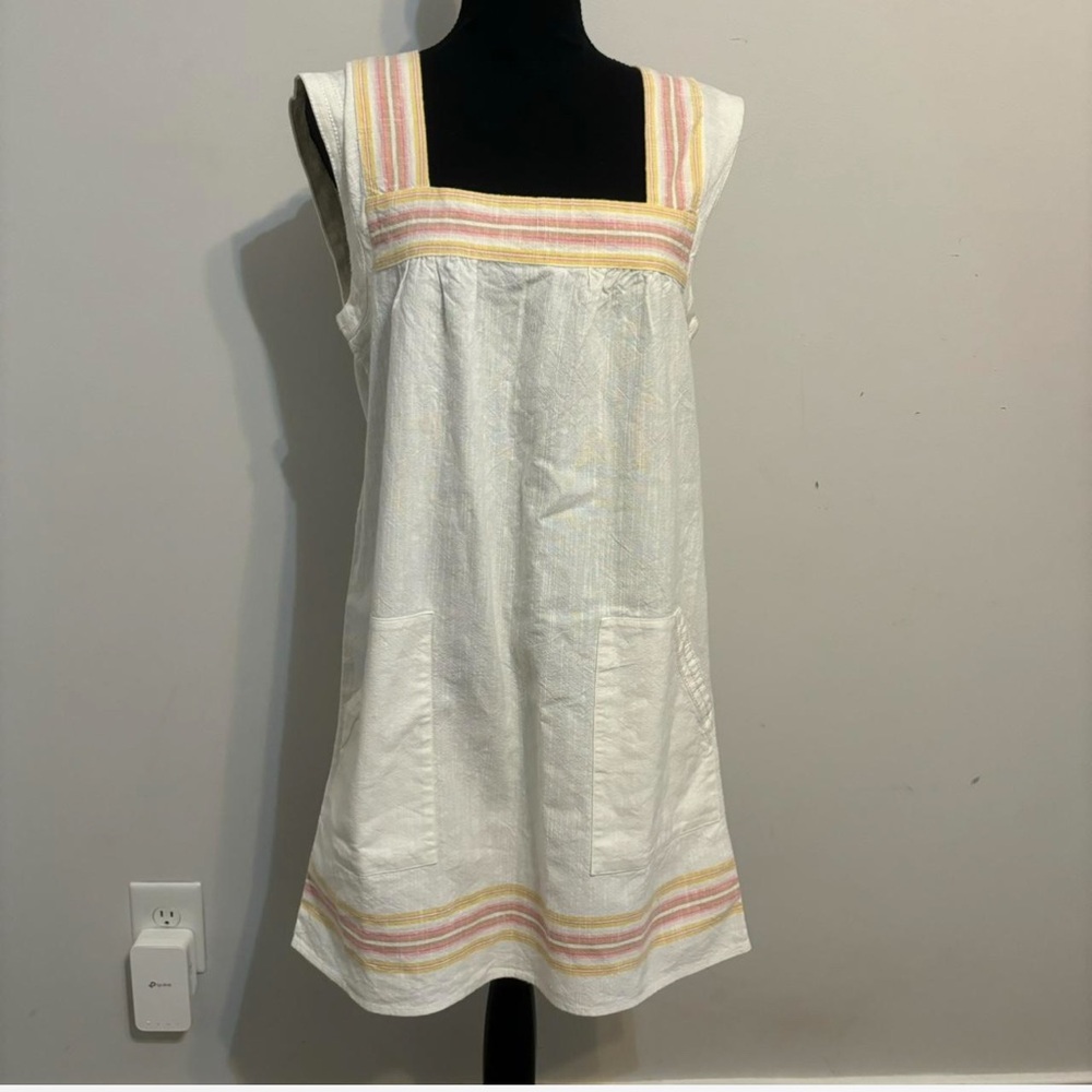 Faherty Cream Sleeveless Square Neck Sundress